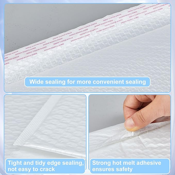 Ireer 20 Pack Extra Large Bubble Mailers 8.5 x 12" Poly Padded Envelopes Cushioned Mailing Envelopes Bubble Padded Mailers Self Adhesive Waterproof Shipping Bags for Business Gift Packaging