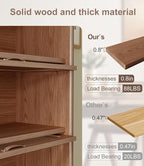 Solid Wood Book Case 4Tier Bookshelves with Tempered Glass Flip-Up Doors Brown Finish Adjustable laminate, Bookshelf Versatile Pantry Cabinet with Storage Home Office (Original Wood D14xW32xH60")