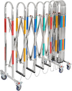 Expandable Metal Barricade, Safety Barrier with Casters 1.1x5M Portable Mobile Gate Stainless Steel Fence for Garage Construction Site Traffic Control (Colorful)
