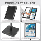 Vaste Large Steel Menu Displays Adjustable Floor Standing Holder Advertising Display with Cover Heavy-duty Base LED Lights Locks for Shopping malls restaurants conferences exhibitions（Black）