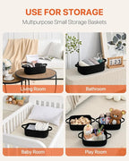 KALLAX Small Woven Basket, 12 x 8 x 4.5 Inches, Small Storage Baskets for Organizing, Gift Baskets Empty, Cute Rope Shelf Closet Storage Bins for Shelves, Dog Toy Basket, 3 Packs, Black