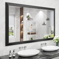 Amorho Black Bathroom Mirror, 60X36 Inch Thick Metal Framed Wall Mirrors for Over 2 Sinks, Bedroom, Living Room, Entryway, Large Rectangle Wall-Mounted Mirrors.