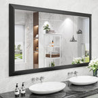 Amorho Black Bathroom Mirror, 60X36 Inch Thick Metal Framed Wall Mirrors for Over 2 Sinks, Bedroom, Living Room, Entryway, Large Rectangle Wall-Mounted Mirrors.