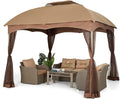 MFSTUDIO 10'x10' Patio Gazebo Tent,Heavy Duty Outdoor Canopy Shelter with Mosquito Netting and Double Roof Tops for Garden Backyard Parties Deck Yard Lawns …