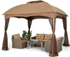 MFSTUDIO 10'x10' Patio Gazebo Tent,Heavy Duty Outdoor Canopy Shelter with Mosquito Netting and Double Roof Tops for Garden Backyard Parties Deck Yard Lawns …