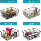 Metal Black Large Wire Basket Food Storage Organizer,pantry organizers and storage for Organizing Kitchen Cabinets potato onion, 2 Pack