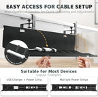 No Drill Under Desk Cable Management Tray - 36" Clamp/Screw Desk Cord Management, Premium Fabric Cable Racyway for Office & Home