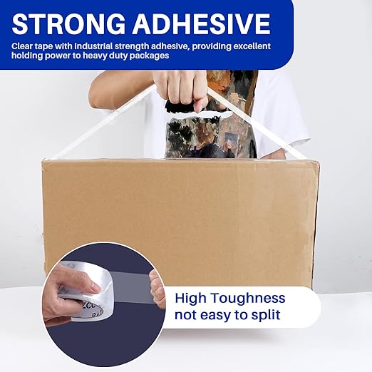 Clear Packing Tape, 24 Rolls Heavy Duty Packaging Tape with Dispensers for Packing Shipping Moving and Sealing, Thicker Packing Tape-2" x 65 Yards Per Roll, 1560 Total Yards