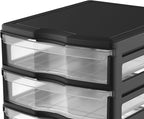 Life Story 3 Drawer Stackable Shelf Organizer Plastic Storage Drawers for Bathroom Storage, Make Up, Or Pantry Organization, Black (2 Pack)