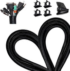 13 1/8ft -5/8Inch Cable Management Sleeve Split Black Cord Protectors Cat Dog Pet Proof - Braided Self-Closing Wire Loom Tubing for Desk PC/TV/Computer/Home Theater/Engine Bay Wire Organizing