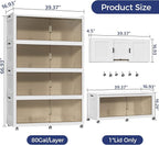 320 Gallon Extra Large Collapsible Storage Bin with Lid, 960QT Stackable Plastic Organizer with 6X Wheels, Foldable Drawer Cabinet for Closet, Living Room Office, Kitchen 4Pack, White