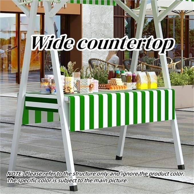 Foldable Food Cart for Business, Lightweight Farmers Market Stalls with Awning, Vendor's Stall Kiosk for Sale Hot Dog, Ice Cream, Food(Blue,39.4in)