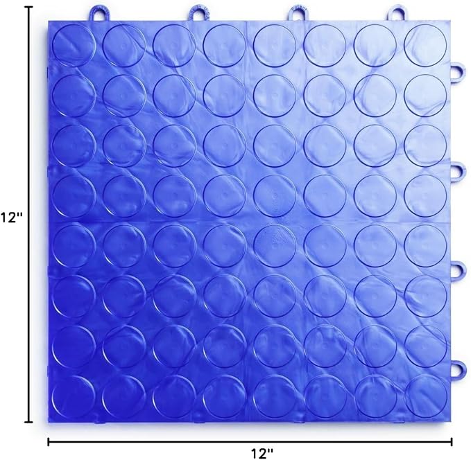 Big Floors RaceDeck CircleTrac, Interlocking Non-Slip Garage Flooring Tile, Durable, Modular, Heavy-Duty Copolymer, Easy Install (Royal Blue, 12 Pack of 12 x 12" Tiles)