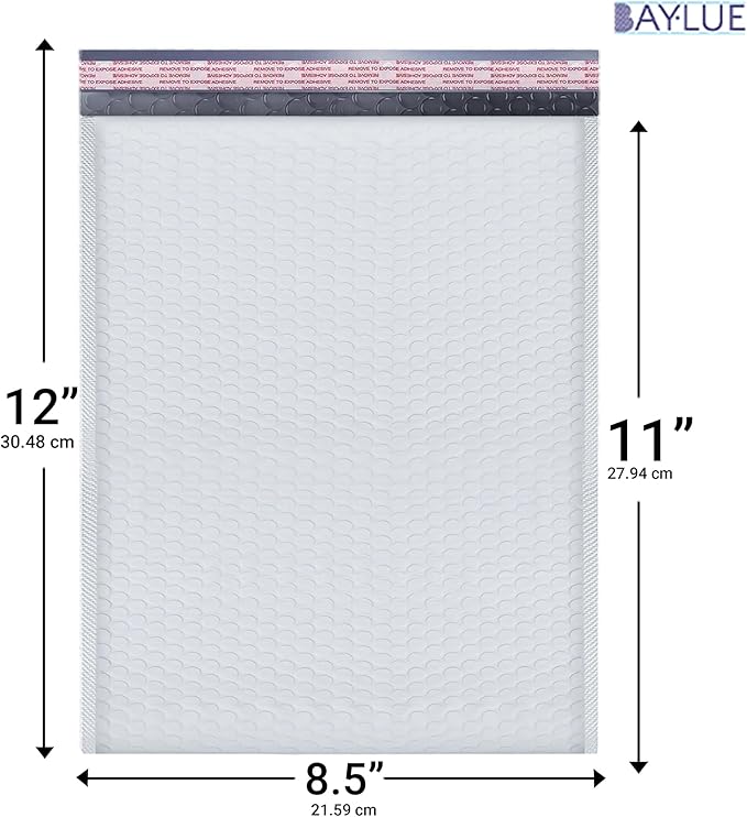 White 8.5x12 Inch Poly Bubble Mailers #2 |Self Seal Padded Envelopes | Air Cushioned Bubble Mailer | Usable Size 8.5x11 Inch | 100 Pack Bulk | Waterproof | Lightweight Mailing Shipping Bags