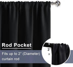 JIUZHEN Blackout Curtains for Bedroom - 70 x 63 Inch Extra Wide Privacy Assured Thermal Insulated Room Darkening Sliding Door Curtains for Living Room, Set of 2 Panels with Tiebacks, Black