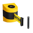 Crowd Control Warehouse - CCW Series WMB-230 Fixed Wall Mount Retractable Belt Barrier - 30 Foot, Caution Do Not Enter Belt with Yellow ABS Case
