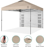 Best Choice Products 10x10ft Easy Pop Up Canopy w/Side Wall, 10 Pockets, Portable Carrying Case, 1-Button Setup, 4 Weight Bags - Sand