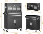 INTERGREAT Rolling Tool Chest with Wheels and 8 Drawers, Detachable Large Tool Cabinet with Lock for Garage, Locking Mechanic Tool Cart with Black Liner for Warehouse, Workshop, High Capacity