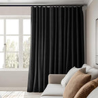 Room Divider Curtains Total Blackout Privacy Curtain Panel Room Thermal Insulated Noise Reduction Curtains for Bedroom Window Living Room Ceiling Track Curtain W 15 ft × H 7 ft Black