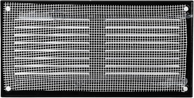 Repa Market 8x4 Inch Air Vent Cover/Black Galvanized Steel Louvered Grill Cover with Mesh Screen/Wall or Ceiling Vent/Durable Flush Mount HVAC Register for Indoor and Outdoor Ventilation