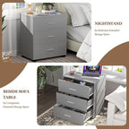 Aheaplus Closet Drawers Set of 2, Wood Closet Organizers and Storage with 3 Drawers, Closet Drawers Organizer System, Nightstands Bedside End Table with 3 Drawers Storage for Bedroom, Grey