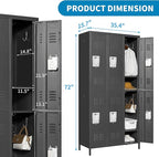 6 Doors Locker Storage Cabinet, Metal Locker for Employees, 72" Tall Lockers for Office School Gym Home, Require Assembly (Black)