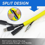 Split Braided Cable Sleeve，Flexible Wire Loom Tubing, Automotive Cord Protector Pet Proof, Cable Management for Computer TV Electric Wires Harness 16ft (Yellow, 8mm（5/16")