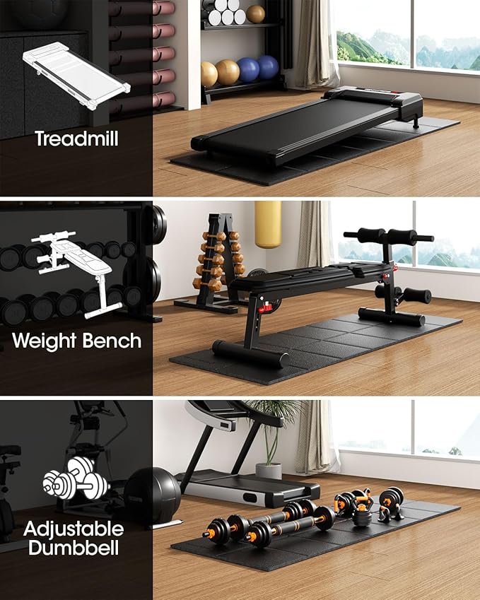 Walking Pad Mat for Carpet Floor, 68"x24", Treamill Mat for Hardwood Floors, High Density, 1/5 Thickness, Folable, Floor Protection for Bike, Elliptical, Treadmill