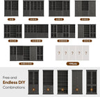 Vyre 70.8" Tall Bookshelf, Farmhouse Modular Bookcase with 6-Tier Adjustable Shelves, Large Storage Cabinet for Home Office, Kitchen and Living Room, Black