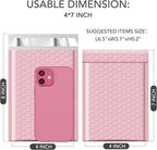 GSSUSA Light Pink Bubble Mailers, 4x8 Small Padded Envelopes, 800 Pack, Strong Adhesion Self-Seal Bubble Envelopes for Small Business