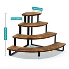 ELITEROO Wooden Display Stand, Tiered Display Riser with Metal Frame for Perfume Cupcakes Collectibles, Tabletop Retail Display Shelves Rack for Vendors Craft Show, Corner Curved