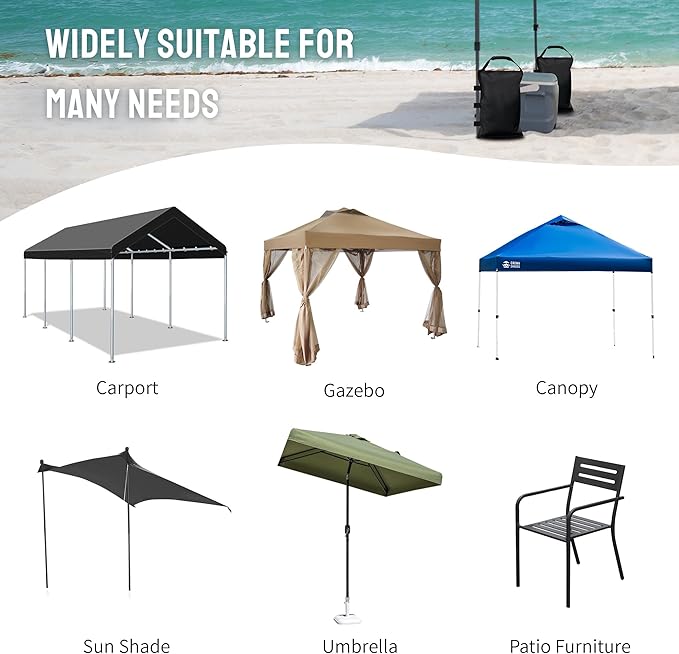 CROWN SHADES Sand Bags for Canopy Legs (120 LBS) Sandbags for Weight, Canopy Weights, Pop Up Tent Weights Bags, Black (Unfilled)