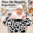 Shopping Cart Cover for Baby 2-in-1 High Chair Cover with Safety Harness Multifunctional Dark Black White Cow Pattern Cart Covers for Babies Soft Padded Grocery Cart Cover for Baby Boy Girl
