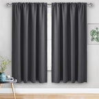 JIUZHEN Blackout Curtains for Bedroom - 60 Inch Wide Thermal Insulated Room Darkening Privacy Soundproof Curtains for Living Room, Set of 2 Panels with Tiebacks, 60 x 63 inches, Dark Grey