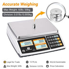 Price Computing Scale NTEP Certified for Legal Trade Rechargeable, Commercial Grade with Dual LCD Display, 60lb Stainless Steel Platform for Meat Shop, Deli, Produce Farmers Market COC#21-001