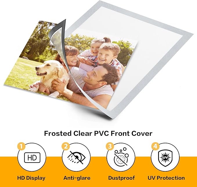 5Packs Magnetic Frames for Refrigerator - 8.5x11 Magnetic Sign Holder with Metal Surface - File/Paper/Document Holder & Photos/Picture/Poster Frame for Home/Office (Silver)