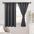 JIUZHEN Blackout Curtains for Bedroom - Thermal Insulated Room Darkening Noise Reducing, 52 x 45 Inch Length Curtains for Living Room, Set of 2 Panels with Tiebacks, Dark Grey
