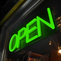 HiNeon Green LED Open Sign, 20"x7" Light-Up Business Sign with Remote, 12V Plug-In, Hanging Chain Included