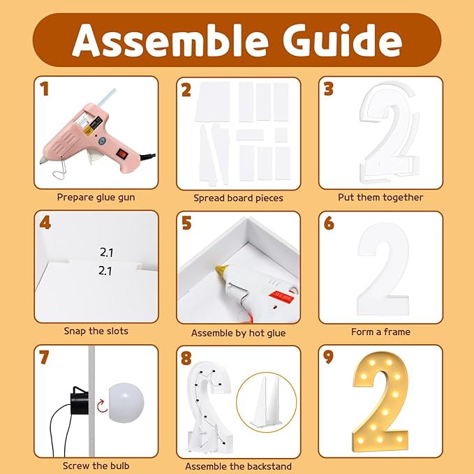 IMPRSV 4FT Light Up Letters & Numbers, Marquee Kit for 21st Birthday Decor, Pre-Cut Foam Board