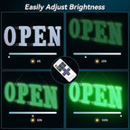 30" x 10" Large LED Open Signs with Remote Control 14 Modes Dimmable Open Sign for Business Window Stores Retail and Restaurant Green