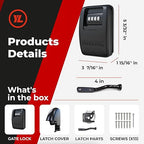 Gate Lock XLB – Secure Keyless Fence Lock and Latch with 2-Way Access – Strong Durable System for Theft Prevention and Home Security, Easy Installation on Wood or Vinyl Gates/Fences