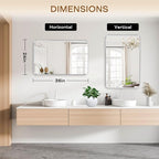 Wall Mount Mirror for Bathroom, Brushed Silver Metal Framed Rounded Corner Rectangular Vanity Mirror (24" x 36", Silver)