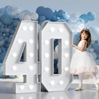 Marquee Numbers 4 Feet Tall Big Light Up Numbers 40th Birthday Decorations Women Men White Anniversary Party Decor Large Cardboard Prop Backdrop Sign 40