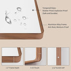 LOAAO 60X30 Inch Bathroom Mirror with Wood Grain Colored Metal Frame, Rounded Rectangle Metal Framed Bathroom Mirror, Anti-Rust, Hangs Horizontally or Vertically, Tempered Glass