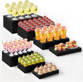 Leinuosen 7 Pcs Large Buffet Risers Set 6" to 12" Acrylic Display Box Catering Dessert Table Riser Food Display Decorative Stand with Hollow Bottom for Catering Supplies(Black, Rectangle)