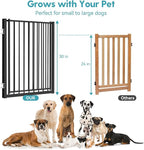 No Pawblems Free Standing Dog Gate with Door, 30'' Tall Foldable Dog Fence for Indoor & Outdoor, Up to 78 Inch Extra Wide Puppy Gate for Stairs, Hallways, Doorways, Deck, Yard (Black, 3 Panels)