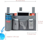 Hanging Bedside Caddy, Bedside Storage Organizer for Magazine, Phone, Remote control (5 Pockets-Grey)