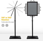 3 Packs Heavy Duty Pedestal Poster Sign Stand, 11"x17" Adjustable Floor Standing Sign Holder with 6.6Lbs Solid Steel Base for Vertical and Horizontal View Sign Displayed Stands, Black