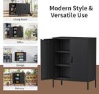 Metal Storage Cabinet with Doors and Shelves,Multipurpose Storage Rack, 3-Tier Shelf,Metal Locker Style Accent Cabinet for Home Office,Living Room,Kitchen (Black, 40''H)