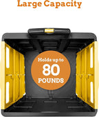 Inspired Living Ultra-Slim Rolling Collapsible Storage Pack-N-Roll Utility-carts, with Telescopic Handle, for Home, Garden, Shopping, Office, School use, Large, Yellow & Black